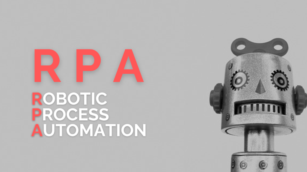RPA(Robotic Process Automation)の文字とロボットのイラスト